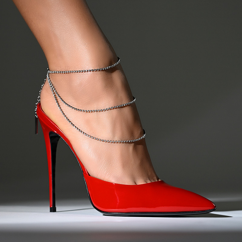 fashionable high heels with rhinestones