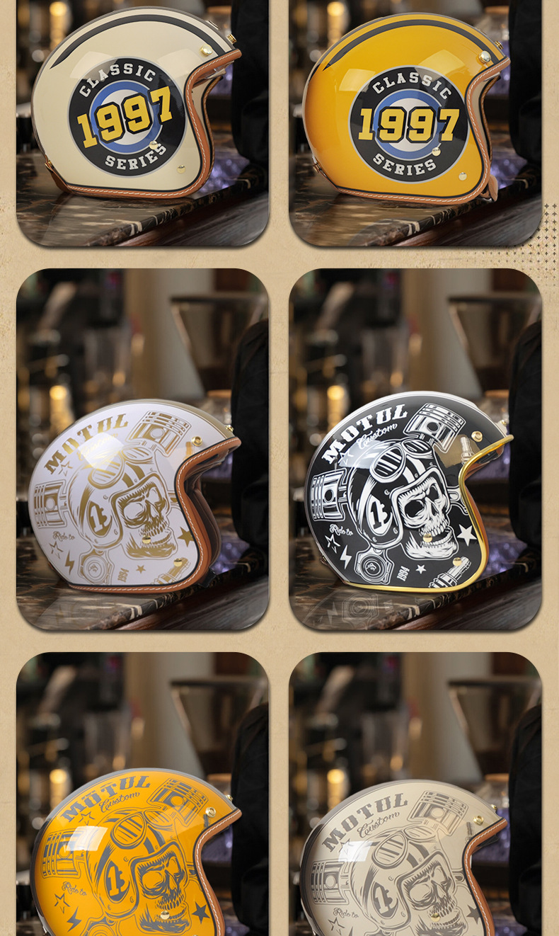 Factory Wholesale Electric Motorcycle Retro Helmets for Men and Women, American Retro Cruising Scooter Riding Safety Helmets