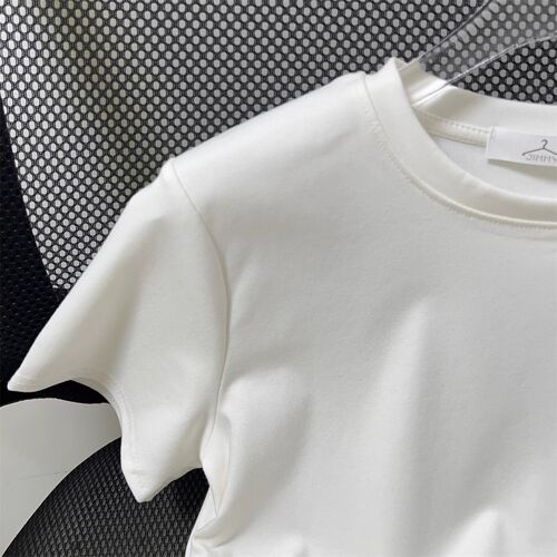 KR116, KR117, European-style printed Pony logo mid-shoulder short-sleeve t-shirt 2025, fitted with pleated design