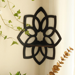 跨境手工藝品木質荷花鏤空收納置物架 簡約民宿家居牆壁擺件裝飾