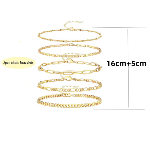 European and American Cross-border Jewelry Amazon Exquisite 5-Piece Bracelet Set Personality Retro Metal Versatile Bracelet