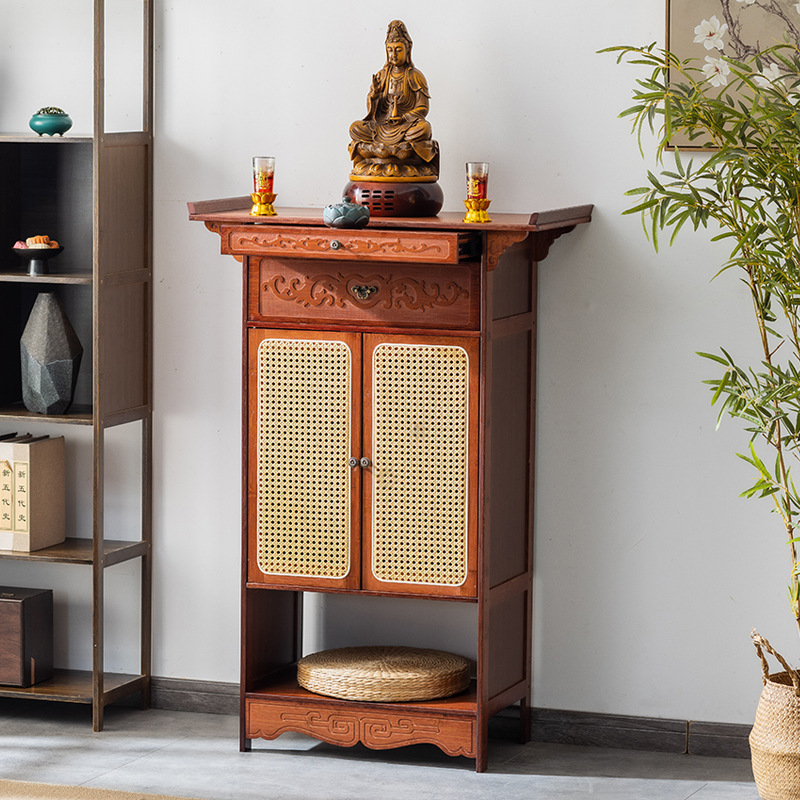 New Chinese-Style Rattan Altar Table for Home Use, Offering Table for Household Gods, Buddha Altar, Shrine Cabinet, Offering Table, Shrine, Entrance Table, Side Table