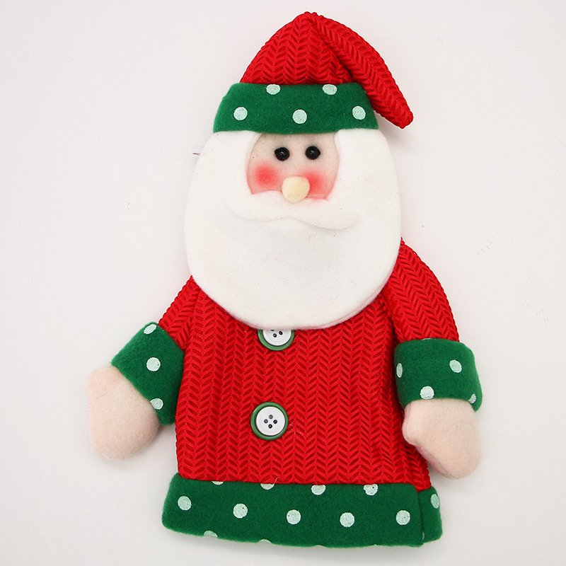 Juldekoration vinflaskfodral santa claus i stickat material_voghion.com