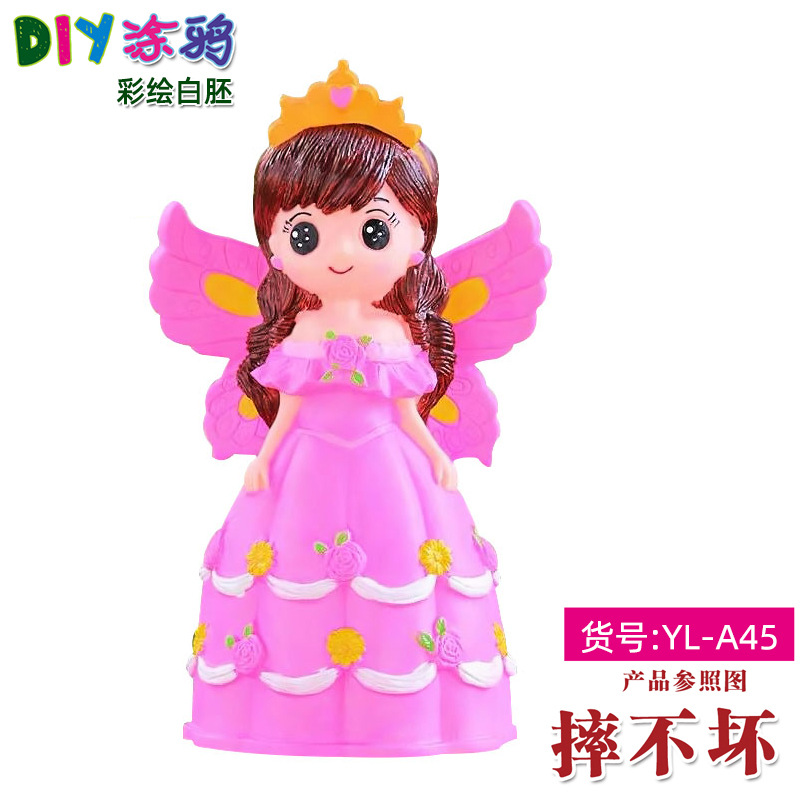 Gran vinilo yeso muñeca embrión blanco al por mayor puntada alcancía gran puntada artesanal DIY colorear blanco