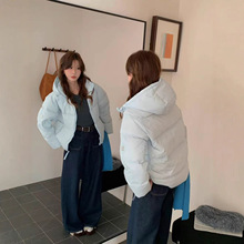 2025年新款90白鸭绒短款羽绒服女冬季连帽韩版加厚面包服情侣可穿