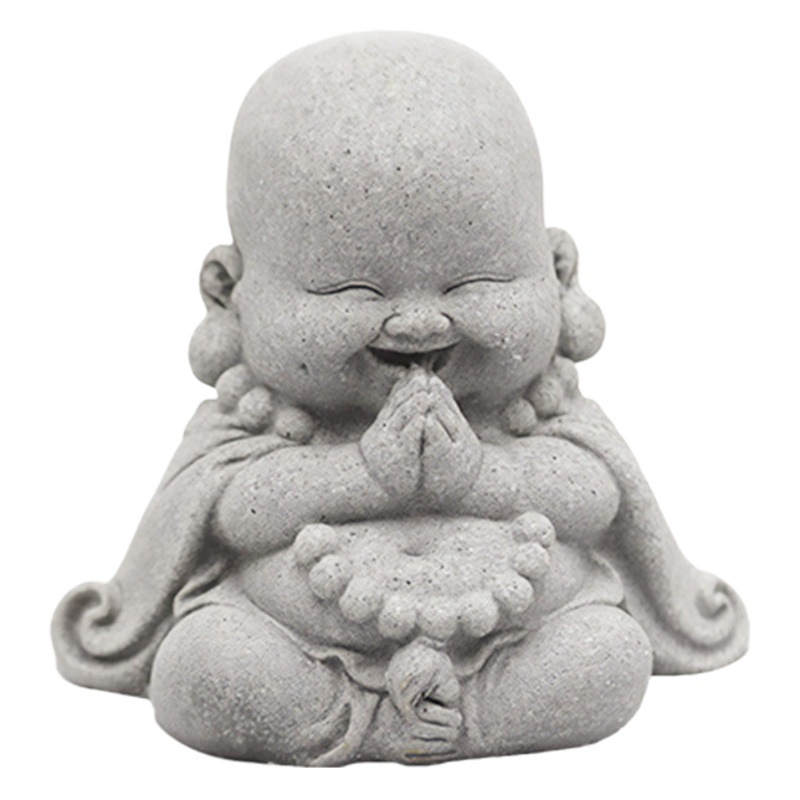 Adornos Zen de Monje Creativo, Decoración para el Hogar, Estatuas de Buda de Arenisca Verde, Accesorios para Té, Mascotas de Té Populares, Lindo Maitreya