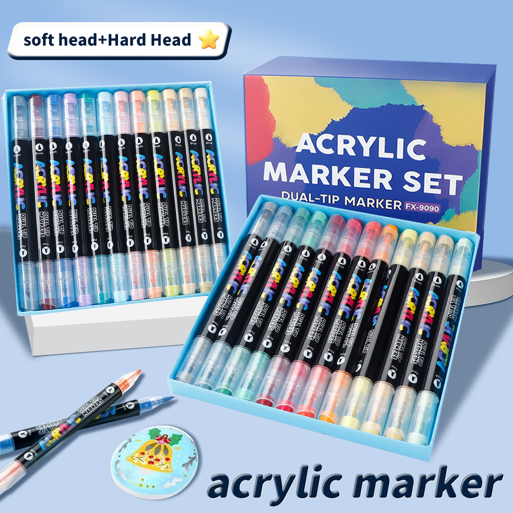 Transfronterizos de venta caliente blando y duro doble cabeza líquido directo acrílico marcador de pluma de color grande conjunto de estudiantes de pintura de arte marcador