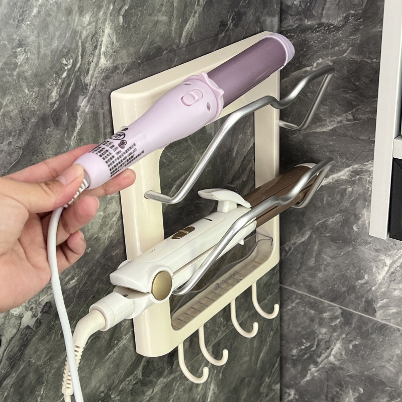 ヘアアイロン収納ラック壁掛けパンチフリー浴室壁寮テーブル下ストレートヘアスプリント収納火傷防止|undefined