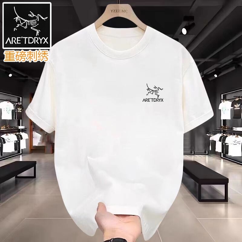 半袖アメリカンヘビー刺繍Tシャツメンズラウンドネック二重糸純綿半袖320グラムカップルトレンディブランドルーズ|undefined