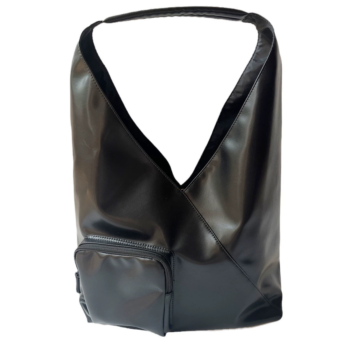 Хорошие продукты в японском стиле, не легко получить воду, мягкая кожа PU черная сумка на плечо треугольная сумка подмышка сумка Тот сумка