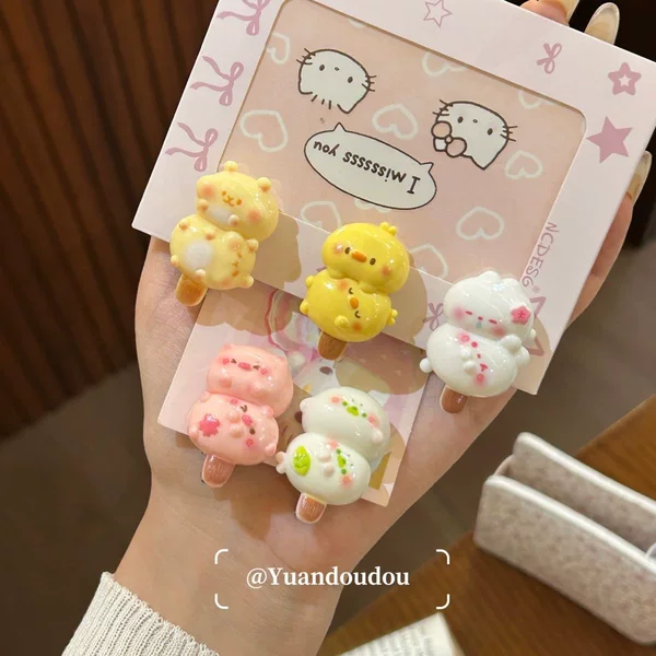 Cute Cartoon Hair Clips with Chubby Animals, Soft and Adorable Hair Accessories, Fun Hairpins, Children's Duckbill Clips