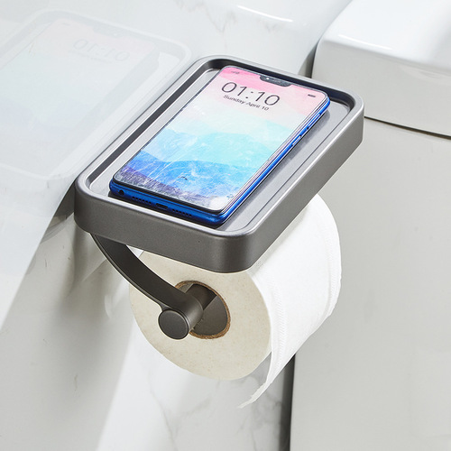 Gunpowder Bathroom Shelf Bracket No-Drill Towel Rack Bathroom Tissue Rack Wall-Mounted Toilet Hardware Kit