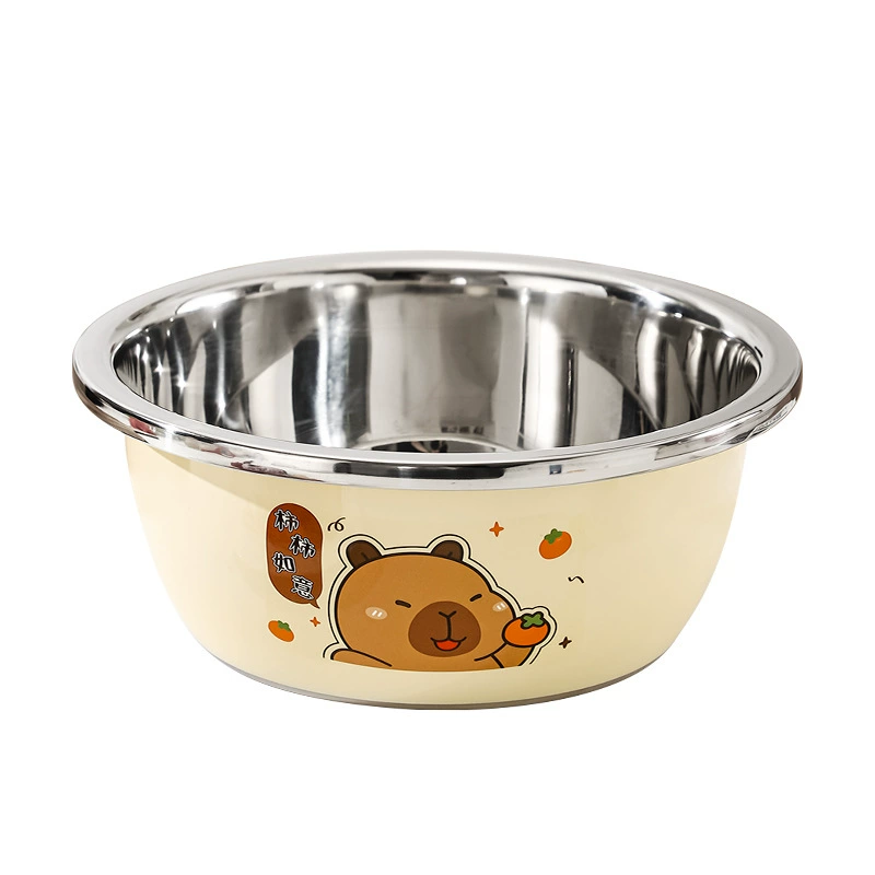 201 stainless steel basin household cartoon thickened round kitchen cooking special washing vegetables and kneading dough and bottle washing soup basin