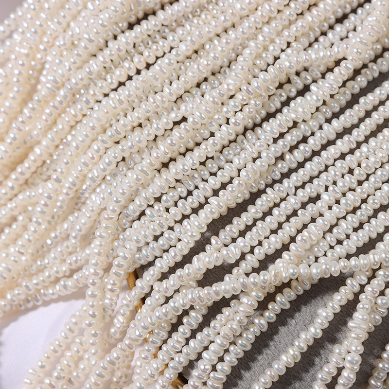 不规则强光4mm扁珠天然淡水珍珠半成品裸链光滑白亮锁骨链材料|ms