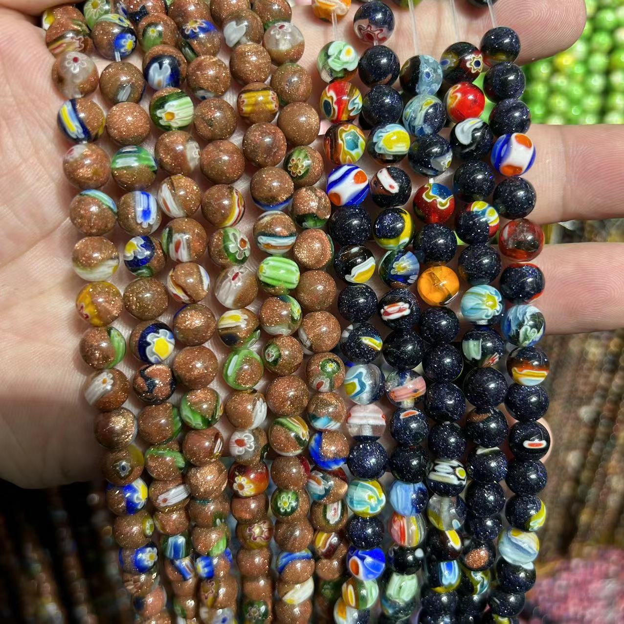 新款 金沙藍砂琉璃圓珠散珠diy手鍊項鍊耳環毛衣鏈飾品配飾批發