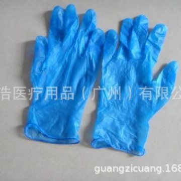 PVC手套厂家批发一次性蓝色PVC手套食品级工业级无粉PVC手套