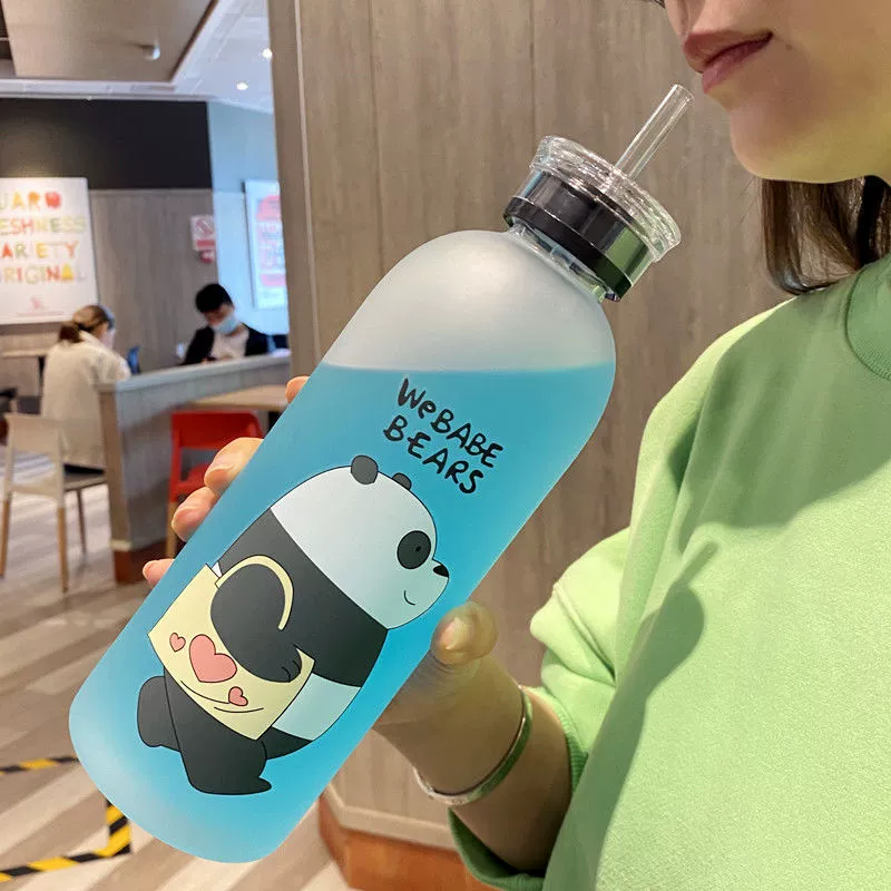 Capacious plastic straw with glass, high quality cute summer teapot