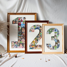 宝宝周岁纪念相框diy儿童成长记录123456789岁实木画框装裱挂墙