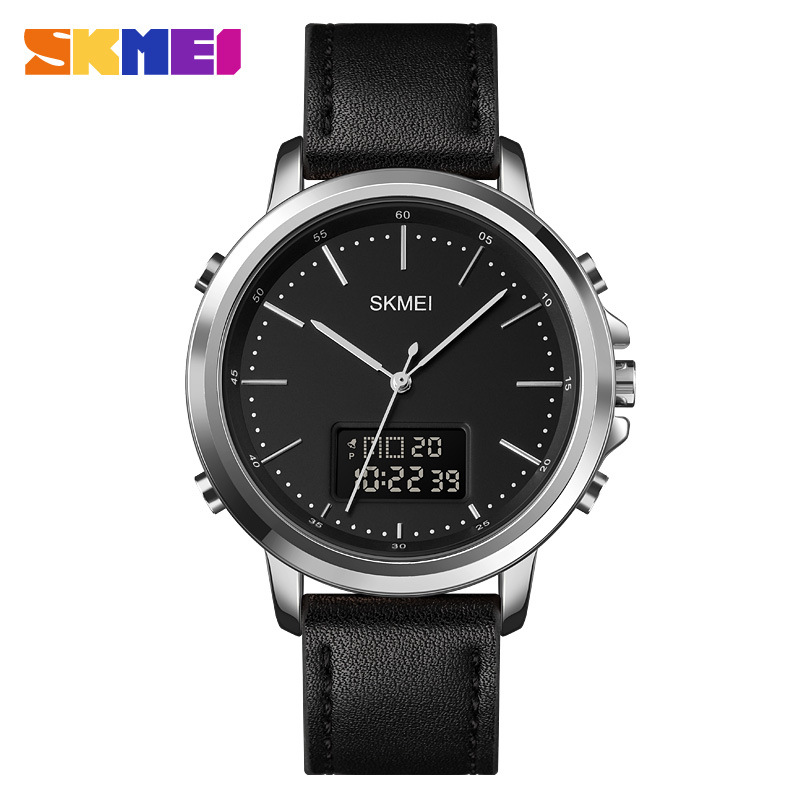 Skmei 1652 simple creativo reloj de los hombres europeos y americanos negocios trabajo doble pantalla electrónica reloj luminoso