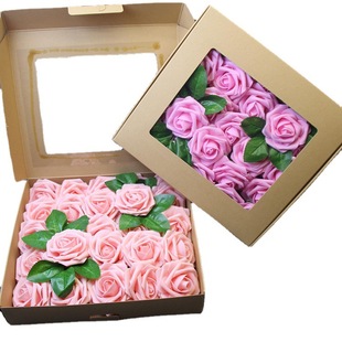 Amazon 25 Boxed Roses 8cm Simulated Roses with Rod Wedding Home Floral Decoration Foam Flowers