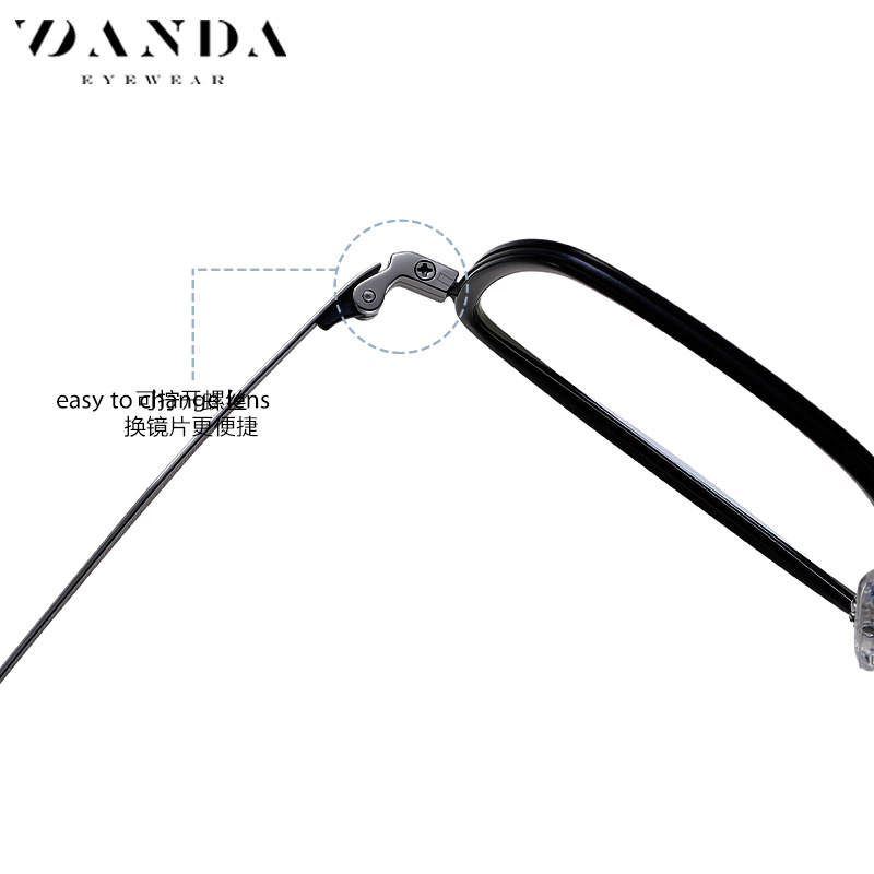 Fabricante de la nueva placa gafas lisas r2323 hombres simple cuadrado miopía gafas marco abierto diseño de la bola gafas de titanio puro