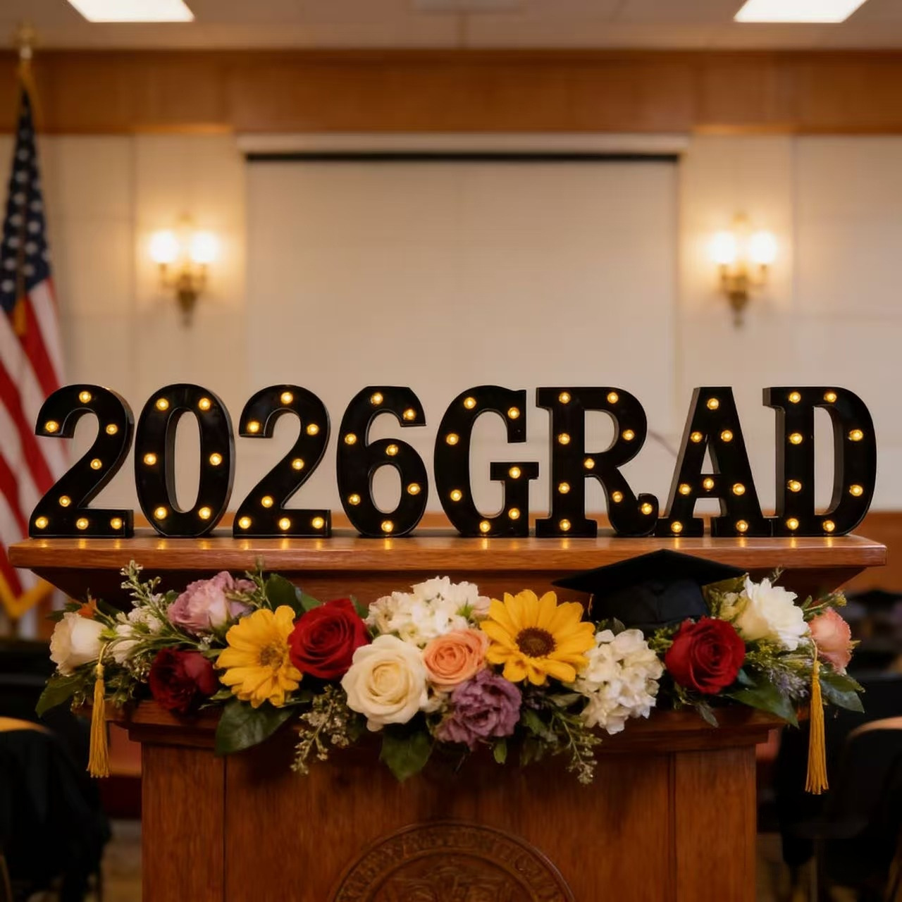 Luces LED con letras para fotos de graduación 2026, accesorios de decoración para fiestas, luces para la temporada de graduación, gorro de licenciado image 6