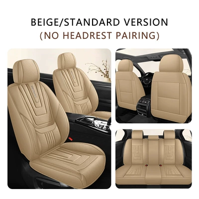 Cross-Border Four-Season Universal Car Seat Cushion, Fully Enclosed Seat Cover, Perforated Breathable Nappa Leather Seat Cover, Summer Car Seat Cushion (Four Seasons Pad) - warm-rice-five-seater-standard-edition-with-fixed-waist-1