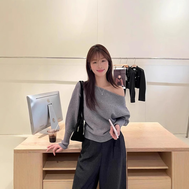 Pure Desire Style Knitted Shirt Long-sleeved New Spring and Autumn Inner Sweater Base Shirt High-grade Sense Slimming Shoulder Top