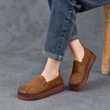 以一 Весенне-осенний новый стиль, однослойная женская обувь из воловьей кожи на мягкой подошве в стиле ретро, повседневная универсальная женская обувь на плоской подошве из хлопка и льна с неглубоким горлышком