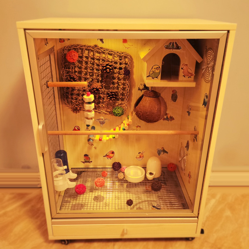 家庭用の木のオウムのかごの鳥かごの成人の玄鳳のオウムのかごの繁殖の観賞かごのDIYの造景のかご|undefined