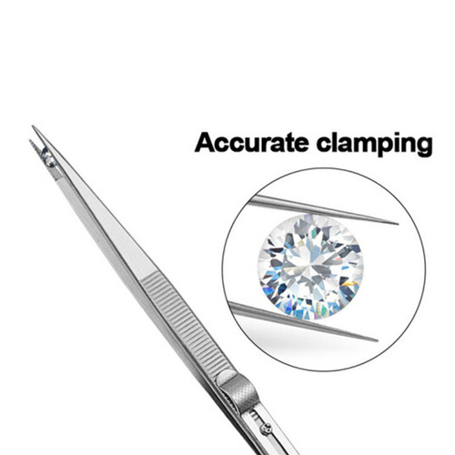 Jewelry tweezers, non-slip jewelry clips, stainless steel tweezers, pointed slotted gemstone and diamond special clip tools