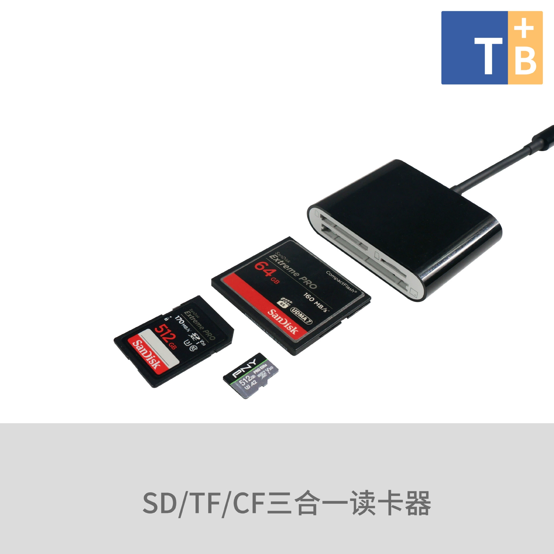 Applicable to Typec mobile phone reader Huawei Xiaomi iPad tablet camera SD/TF/CF storage card read