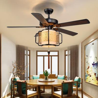 Ceiling Fan Light, New Chinese Style, for Home Use in Dining Rooms, Fan Light for Living Rooms and Bedrooms, Electric Fan for Restaurants and Tea Houses, Dimmable Ceiling Light