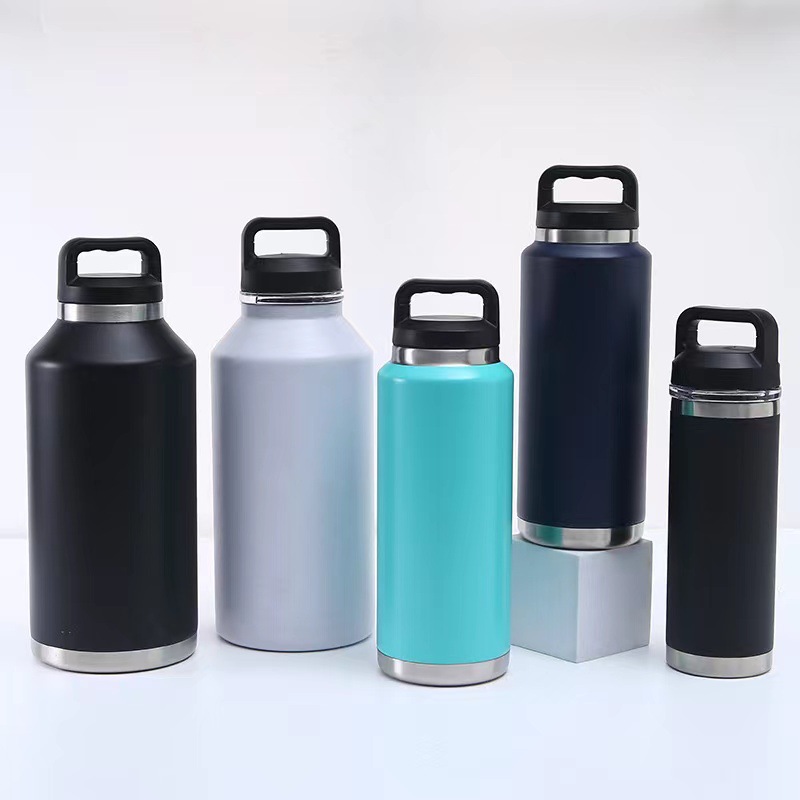 Suministro directo transfronterizo Taza de vacío de acero inoxidable de doble capa Taza de agua portátil con tapa de roscada Taza de agua deportiva al aire libre de gran capacidad