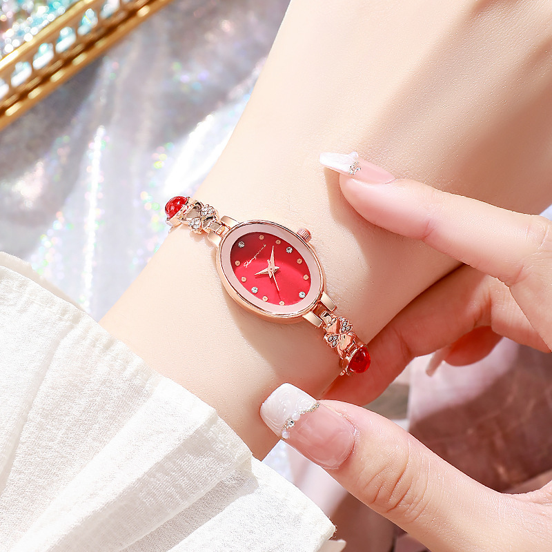 Liu's Shangmei marca de alto valor, temperamento simple y moderno, lujo ligero, diamantes, relojes ovales retro, relojes de mujer