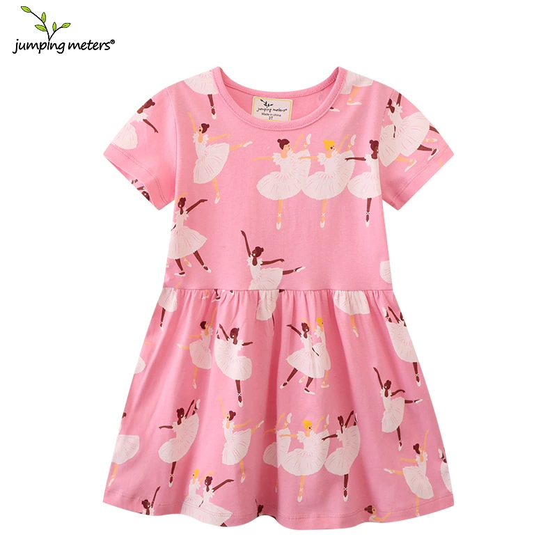 Summer skirt, cartoon knitted short sleeve dress, cotton small princess costume, children's clothing, European style