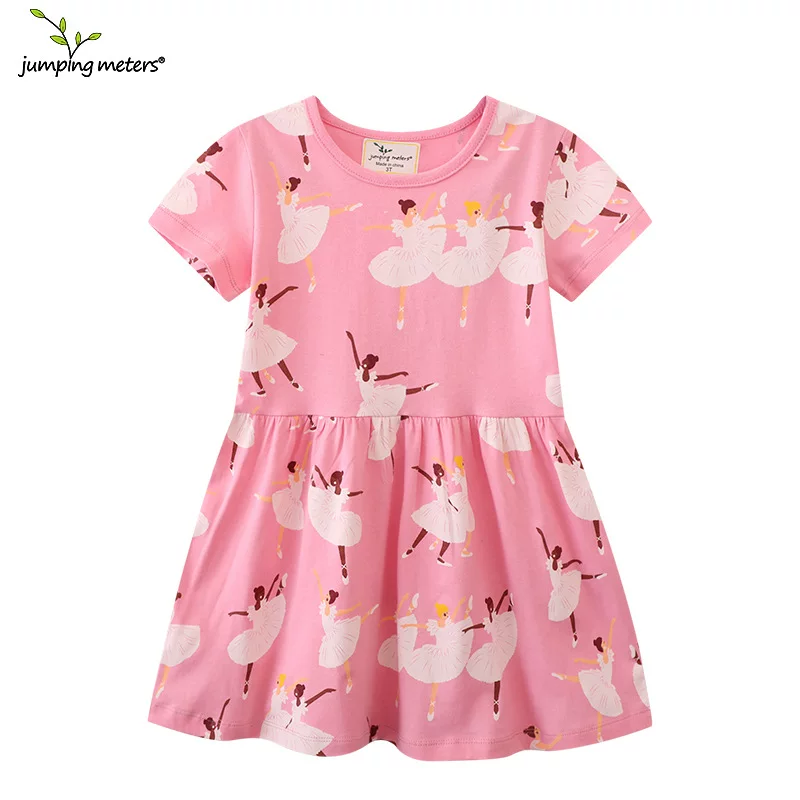 Summer skirt, cartoon knitted short sleeve dress, cotton small princess costume, children's clothing, European style