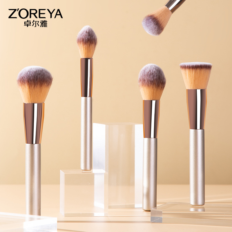 Zhuolya nuevo champán traje de belleza sombra de ojos polvo suelto cepillo de labios herramientas de maquillaje 10 pinceles de maquillaje conjunto completo Al Por Mayor