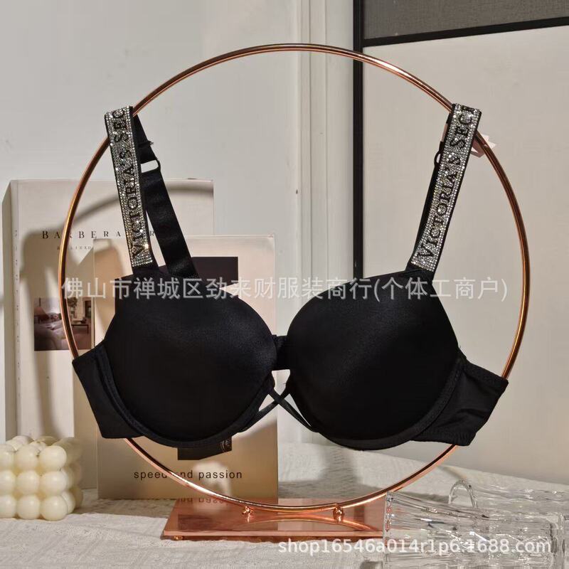 European and American Cross-Border Sexy Push-Up Bra Set for Small Busts with Front Cross Straps and Rhinestone 2.0 Shoulder Straps European and American Cross-Border Sexy Push-Up Bra Set for Small Busts with Front Cross Straps and Rhinestone 2.0 Shoulder Straps