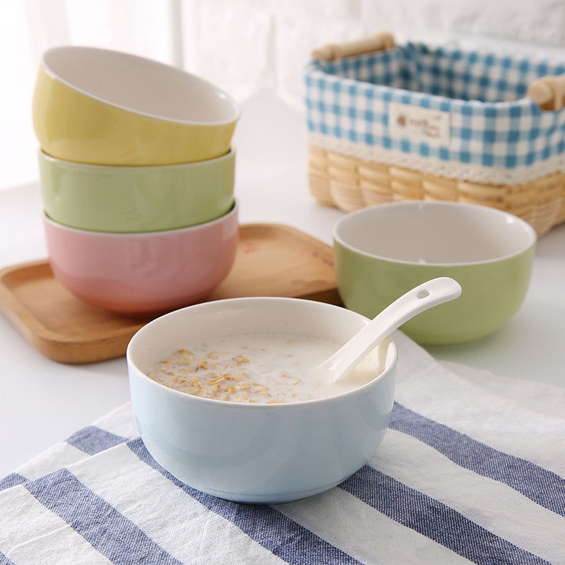 Nordic Colored Glaze Ceramic Bowl for Home Use, Soup Bowl, Rice Bowl, Oatmeal Bowl, Dessert Bowl, Tableware Gift, Ins-Style Tableware