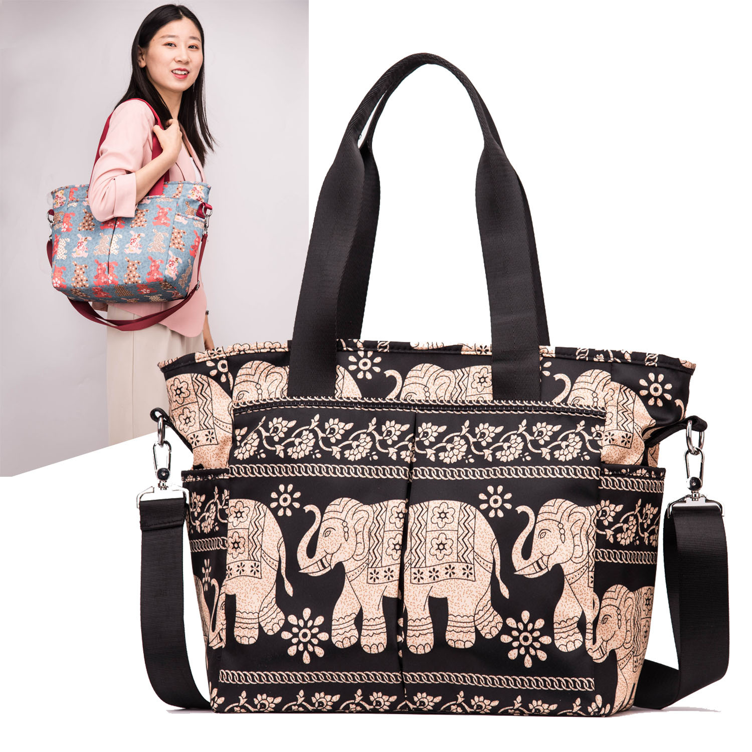 2023民族风印花女士防泼水牛津尼龙布单肩斜挎布包女潮流爆款手提