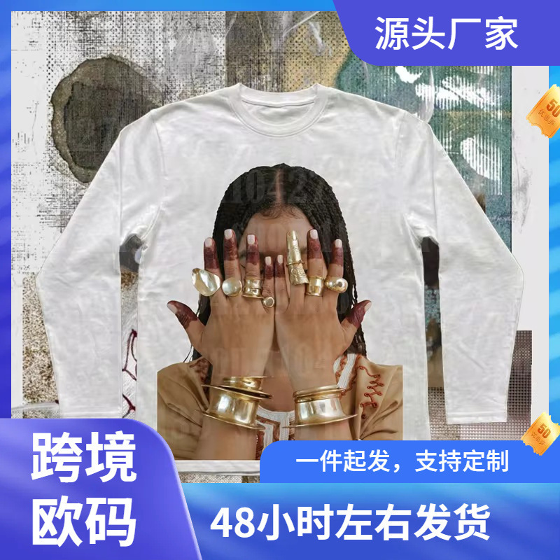 Independent brand 90s-style long-sleeve T-shirt, gothic Y2K aesthetic, punk long-sleeve top, women's clothing, factory wholesale Independent brand 90s-style long-sleeve T-shirt, gothic Y2K aesthetic, punk long-sleeve top, women's clothing, factory wholesale