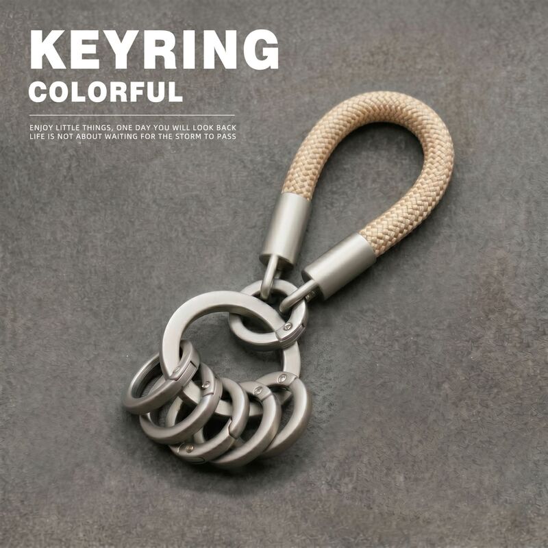 【Upgraded Version】High-End Titanium Alloy Keychain with Multiple Rings, Organizing and Sorting Braided Cord Lanyard 【Upgraded Version】High-End Titanium Alloy Keychain with Multiple Rings, Organizing and Sorting Braided Cord Lanyard