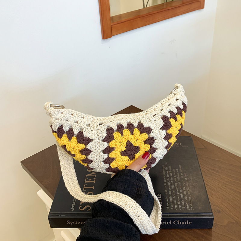 Amazon's New Cross-Border European and American Style Personalized Fashion Pure Handmade Crochet Fresh and Versatile Women's Shoulder Crossbody Bag