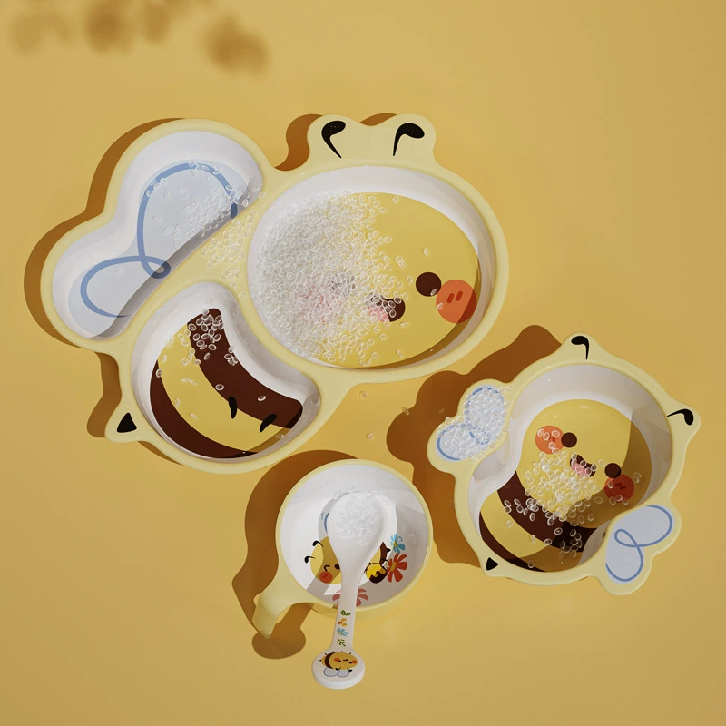 Cartoon tableware for feeding, children's dinner plate for friend for food, brand set with glass
