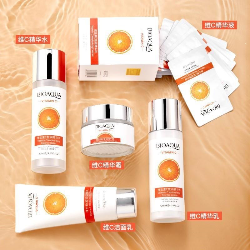 Poquenya Vitamina C Limpieza Facial Limpieza Profunda Hidratación Facial Limpieza Facial Loción Facial Cream Set