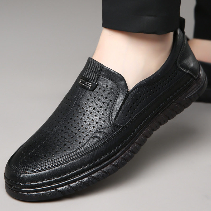Giày lười nam da mềm đế mềm chống trượt, giày da công sở thường ngày — Xăng đan kaki, Xăng đan màu đen
