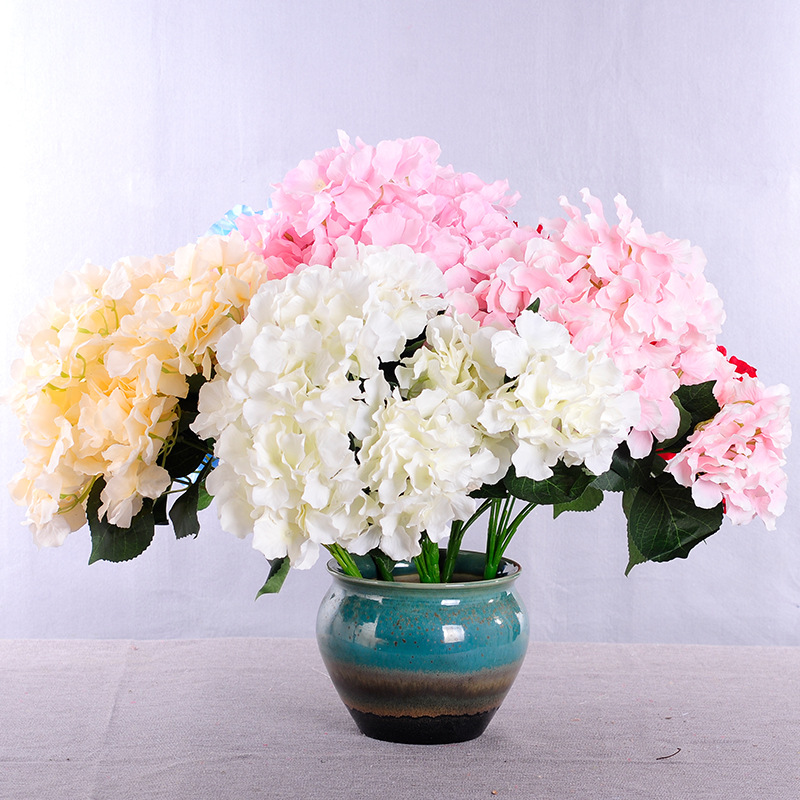 Simulation 7 Large head Hydrangea Wedding celebration Lead the way decorate arrangement Artificial flower a decoration decorate Flower art shot prop