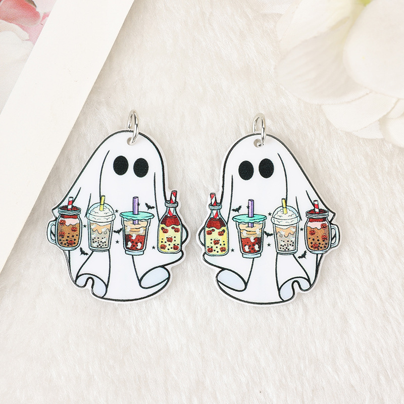 クロスボーダー熱売両面アクリルハロウィーン幽霊diy耳飾りネックレスキーホルダー材料|undefined
