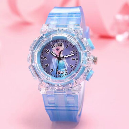 Spot supply children's luminous watch Sofia Princess Elsa colorful flash girl gift watch